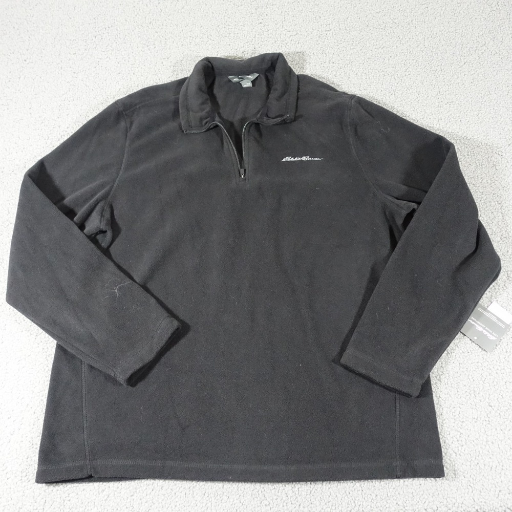 Eddie Bauer Venture Fleece QTR Zip Shirt Men Large Black Anti Pill Warm Comfort